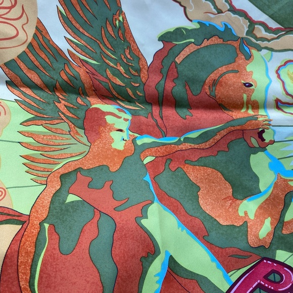 Hermes Aube print psychedelic scarf by Zoe silk Carre 90 vintage - Picture 2 of 7